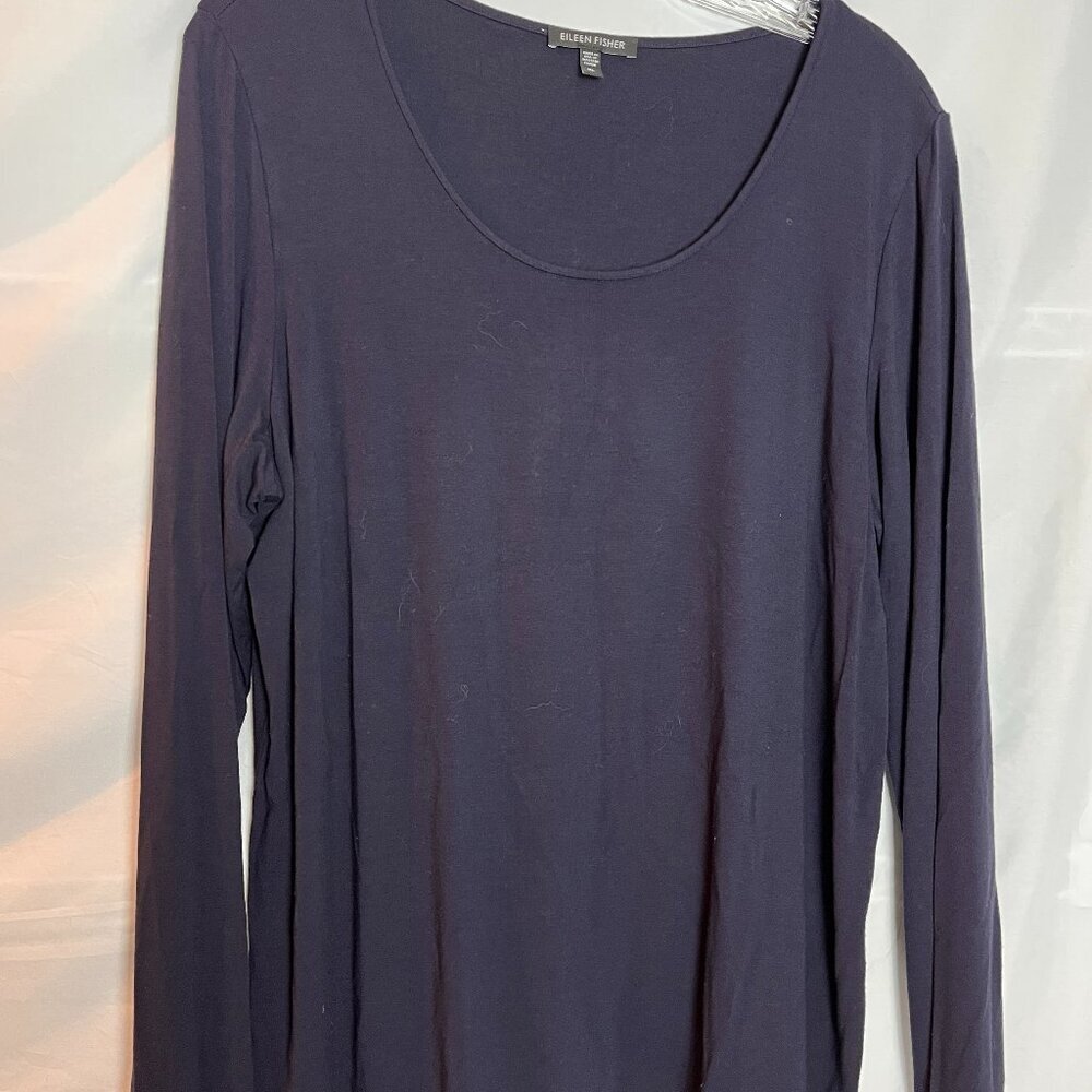 Women's Dark blue Eileen Fisher Long sleeve scoop neck top Size XL